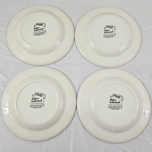 International Tableworks WHITE CHRISTMAS 8” Salad Luncheon Plates - Set of 4 - Picture 12 of 16